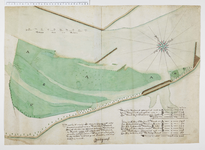 237 Kaart van de rivier de Lek ten oosten van Jaarsveld, waarop de oostelijkste uiterwaarde van de op kaart nummer 236 ...